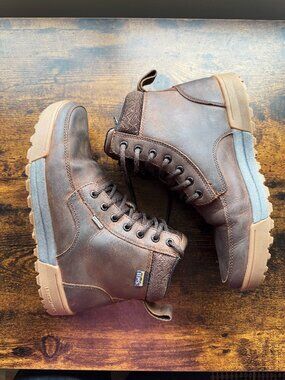 Lems Brown Leather Boulder Summit Waterproof Wide Toe Box Boots (M8/W9.5)